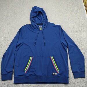 Rhone Hoodie Mens XL Blue Rainbow Trim Performance Sweatshirt Pullover Athletic